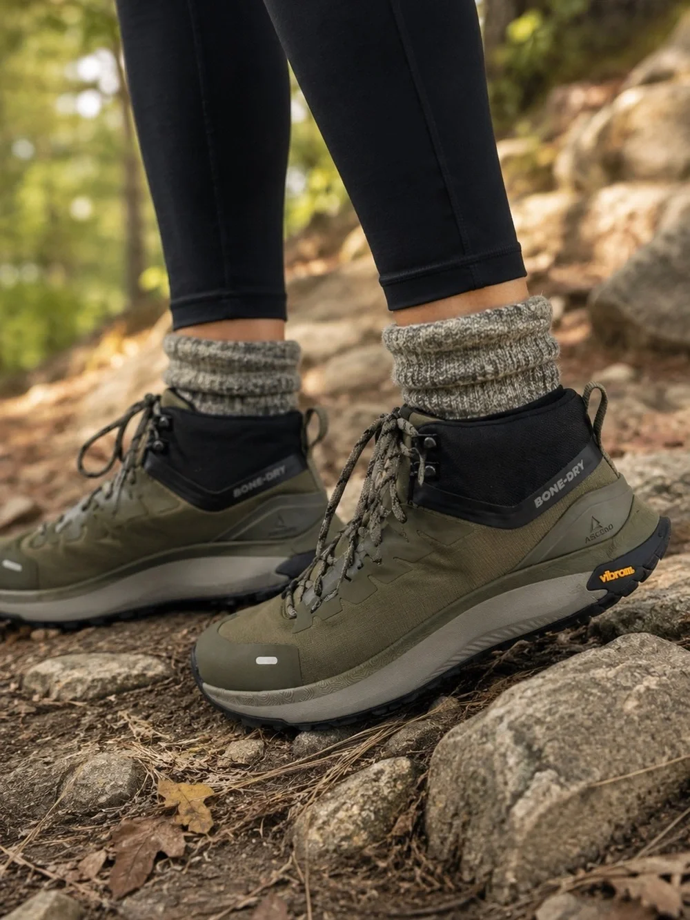 ASCEND Women's Olive Bone-Dry Outdoor Athletic Shoes Vibram Ankle Sneakers 9